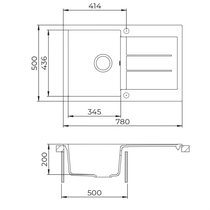 Evido Cubo 45S gránit mosogató, 780 x 500 mm, platina 442061 Evido Cubo 45S gránit mosogató, 780 x 500 mm, platina 442061