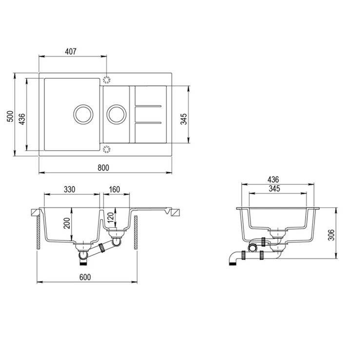 Evido CUBO 6S COMPACT gránit mosogató 800x500 mm bézs 105572