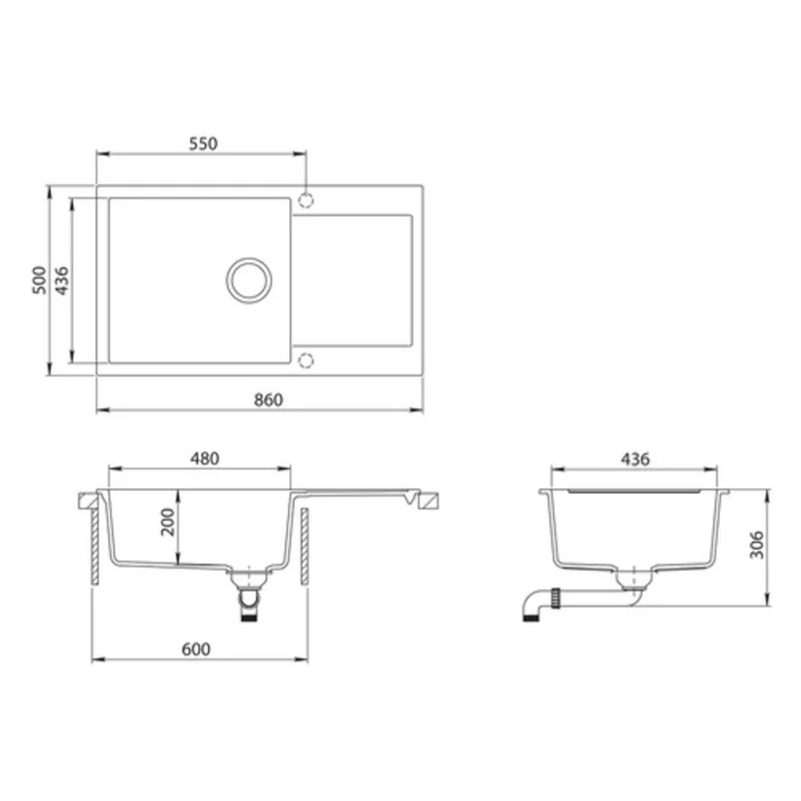 Evido CUBO XL 6S  COMPACT gránit mosogató 860x500 mm avena 105725