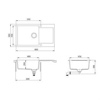 Evido CUBO XL 6S COMPACT gránit mosogató 860x500 mm homok 105538 Evido CUBO XL 6S COMPACT gránit mosogató 860x500 mm homok 105538