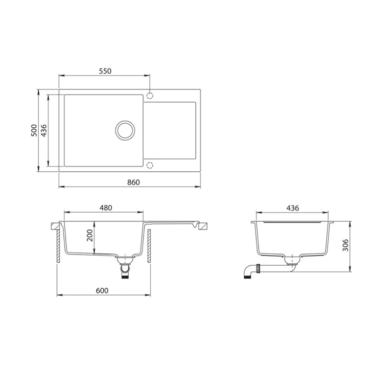 Evido CUBO XL 6S COMPACT gránit mosogató 860x500 mm homok 105538 Evido CUBO XL 6S COMPACT gránit mosogató 860x500 mm homok 105538