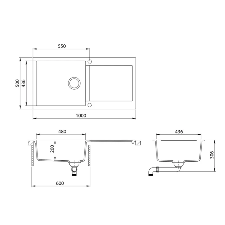 Evido CUBO XL 6S gránit mosogató 1000x500 mm antracit 105536 Evido CUBO XL 6S gránit mosogató 1000x500 mm antracit 105536