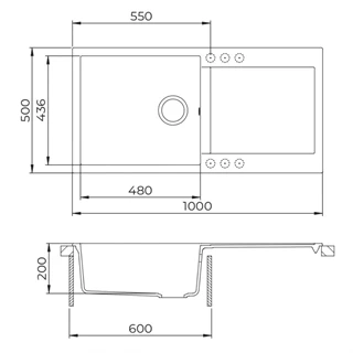 Evido CUBO XL 6S gránit mosogató 1000x500 mm antracit 105536 Evido CUBO XL 6S gránit mosogató 1000x500 mm antracit 105536