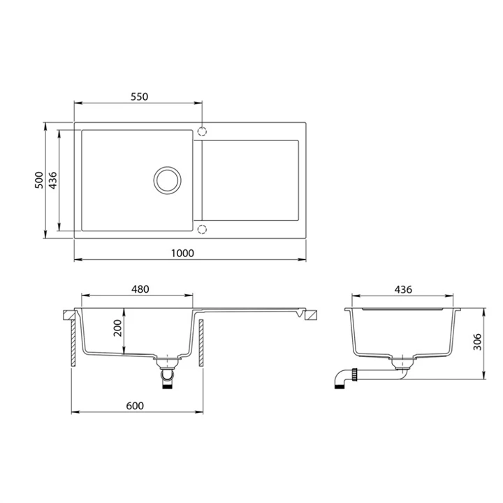 Evido CUBO XL 6S gránit mosogató 1000x500 mm avena 105726 Evido CUBO XL 6S gránit mosogató 1000x500 mm avena 105726