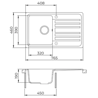 Evido HOME 45S gránit mosogató 765x460 mm antracit 105548 Evido HOME 45S gránit mosogató 765x460 mm antracit 105548