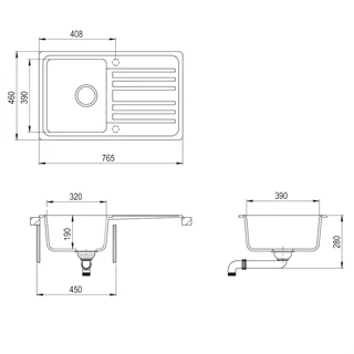 Evido HOME 45S gránit mosogató 765x460 mm avena 105732