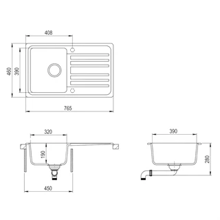 Evido HOME 45S gránit mosogató 765x460 mm bézs 105546