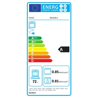 Evido Level 60B beépíthető multifunkciós sütő-Fekete BOL6DB.2