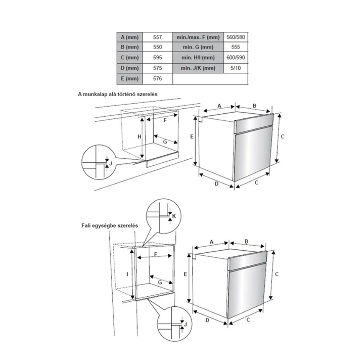 Evido LEVEL 60W multifunkciós sütő, fehér BOL6DW.3