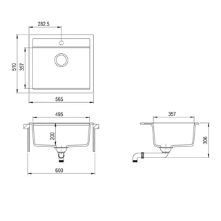 Evido QUADRO 6 gránit mosogató 565x510 mm bézs 105540 Evido QUADRO 6 gránit mosogató 565x510 mm bézs 105540