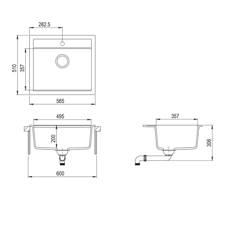 Evido QUADRO 6 gránit mosogató 565x510 mm bézs 105540 Evido QUADRO 6 gránit mosogató 565x510 mm bézs 105540