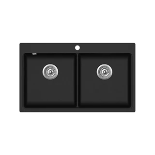 Evido QUADRO 9 gránit mosogató 860x510 mm két medencés, antracit 105545