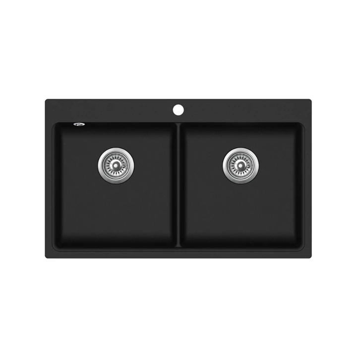 Evido QUADRO 9 gránit mosogató 860x510 mm két medencés, antracit 105545