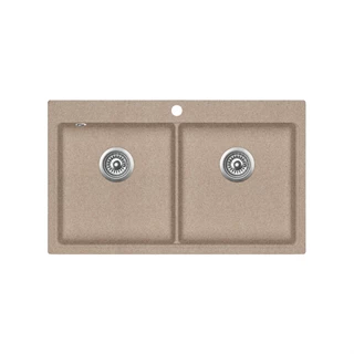 Evido QUADRO 9 gránit mosogató 860x510 mm két medencés, avena 105724