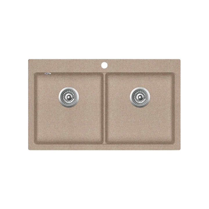 Evido QUADRO 9 gránit mosogató 860x510 mm két medencés, avena 105724