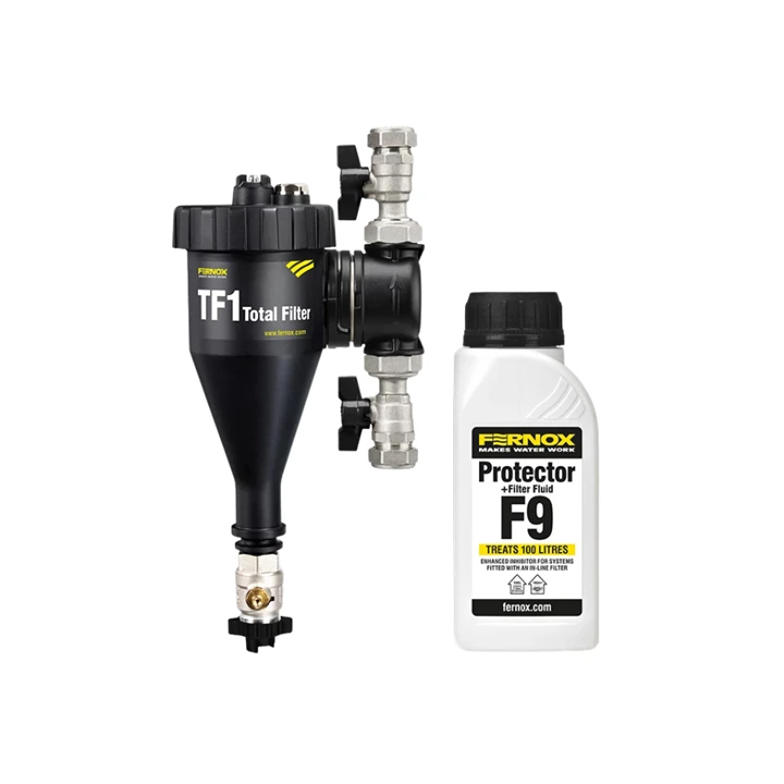Fernox Total Filter TF1 3/4" - rendszerbe építhető kombinált szűrő + F9 Filter Fluid 62764