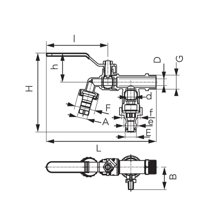 Ferro F-Comfort - Kerti csap két kimenettel 1/2"-3/4"-3/4"  KCD1