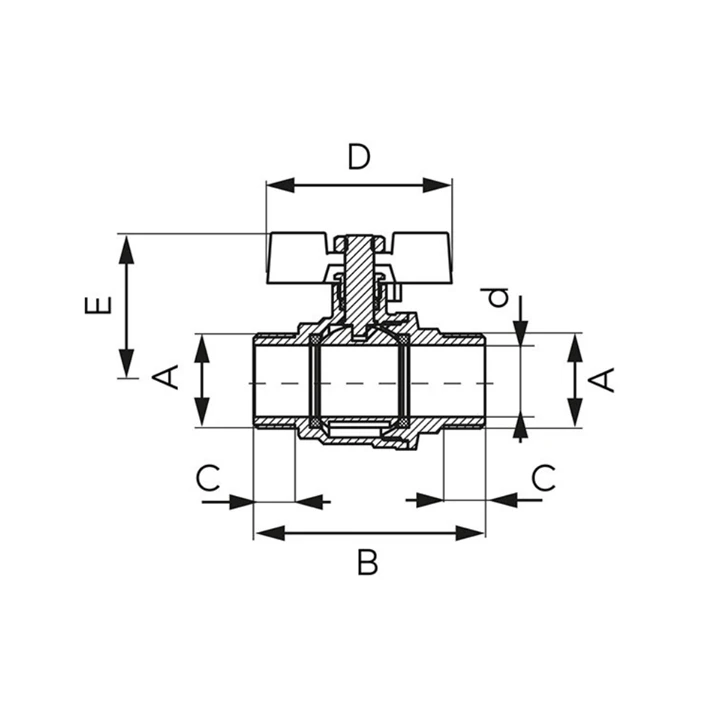 Ferro F-Power golyóscsap vízre pillangókaros KK 1/2" KFPN1