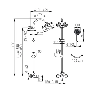 Ferro Algeo zuhanyrendszer csapteleppel NP71-BAG7U