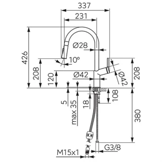 Ferro Cumulus - konyhai csaptelep kihúzható zuhanyfejjel BCU8