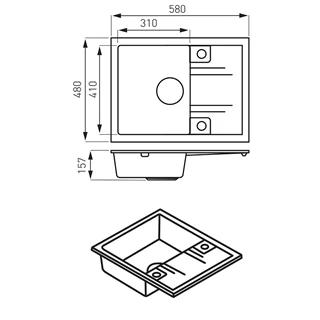 Ferro Mezzo II gránit csepptálcás grafit shine mosogató + Zumba szürke csaptelep DRGM48/58HA+BZA4S