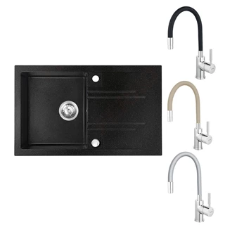 Ferro Mezzo II gránit csepegtetős grafit shine mosogató + Zumba szürke csaptelep DRGM48/78HA+BZA4S