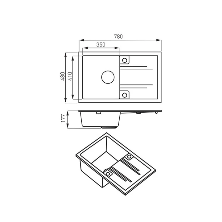 Ferro Mezzo II gránit csepegtetős homok mosogató + Zumba fekete csaptelep DRGM48/78SA+BZA4B