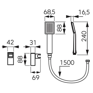 Ferro Sinus Black zuhanyszett, fix tartóval U170BL-B