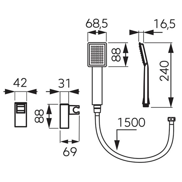 Ferro Sinus Black zuhanyszett, fix tartóval U170BL-B