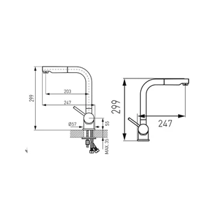 Ferro Toledo mosogató csaptelep kihúzható zuhanyfejjel BTD4PO