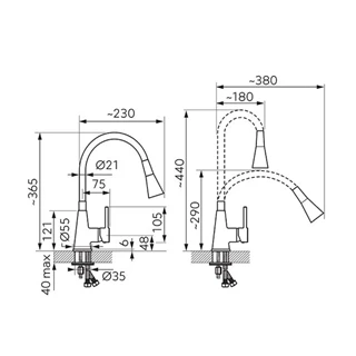 Ferro Zumba II álló mosogató csaptelep bézs flexibilis kifolyószárral BZA42P