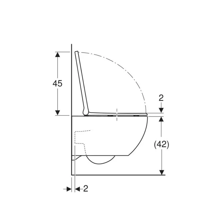 Geberit Acanto fali WC mélyöblítésű készlet, TurboFlush, WC-ülőkével, 53cm, lecsapódásgátlós, gyorskioldós 502.774.00.1