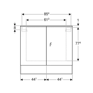 Geberit Acanto tükrös szekrény világítással, 90x83x21,5cm, faerezetes melamin fakó tölgy 500.646.00.2 Geberit Acanto tükrös szekrény világítással, 90x83x21,5cm, faerezetes melamin fakó tölgy 500.646.00.2