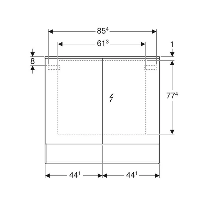 Geberit Acanto tükrös szekrény világítással, 90x83x21,5cm, faerezetes melamin fakó tölgy 500.646.00.2 Geberit Acanto tükrös szekrény világítással, 90x83x21,5cm, faerezetes melamin fakó tölgy 500.646.00.2
