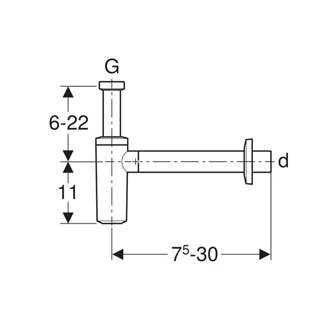 Geberit búraszifon mosdóhoz, hátsó kifolyású, d32mm, G1 1/4", fényes króm 151.034.21.1