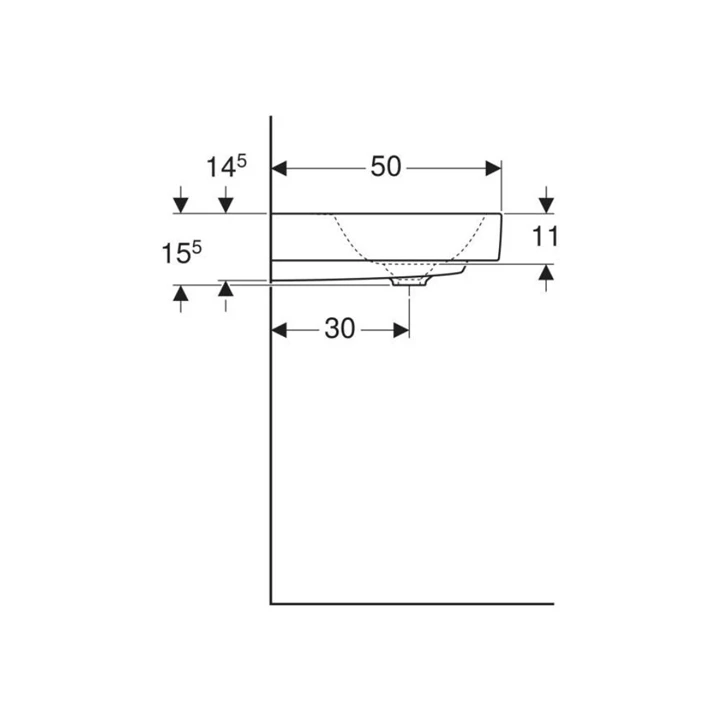 Geberit Citterio mosdó, 60x16x50cm, csaplyuk középen, túlfolyó nélkül, KeraTect® 500.544.01.1 Geberit Citterio mosdó, 60x16x50cm, csaplyuk középen, túlfolyó nélkül, KeraTect® 500.544.01.1