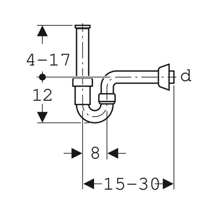 Geberit csőszifon mosdóhoz és bidéhez, hátsó kifolyású, d40mm, G1 1/4", alpin fehér 151.100.11.1