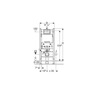 Geberit Duofix fali WC szerelőelem, 112 cm, Delta 12 cm-es falsík alatti öblítőtartállyal 111.153.00.1