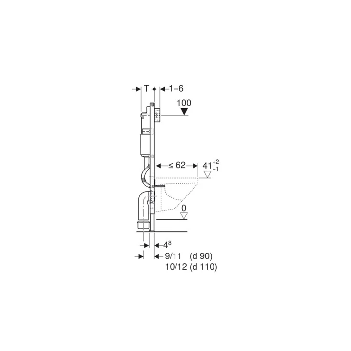 Geberit Duofix fali WC szerelőelem, 112 cm, Delta 12 cm-es falsík alatti öblítőtartállyal 111.153.00.1