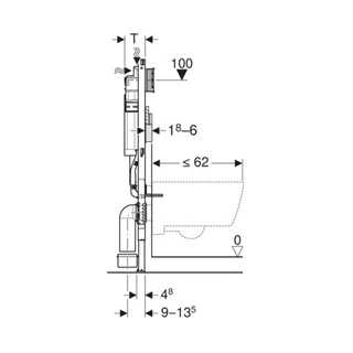 Geberit Duofix fali WC szerelőelem, 112 cm, Sigma 12 cm-es falsík alatti öblítőtartállyal, Sigma20 működtetőlappal 111.3