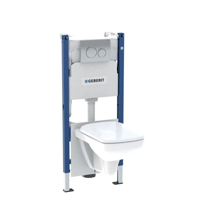 Geberit Duofix fali WC-szerelőelem készlet, 112 cm, Delta 12 cm-es falsík al. öbl.tart., Delta20 m.lap és S. Square WC 1