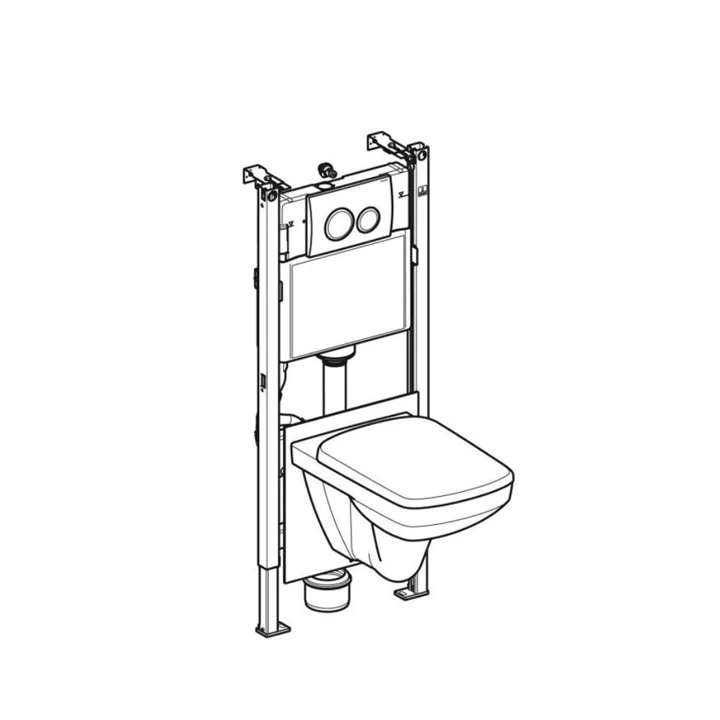 Geberit Duofix fali WC-szerelőelem készlet, 112 cm, Delta 12 cm-es falsík al. öbl.tart., Delta20 m.lap és S. Square WC 1