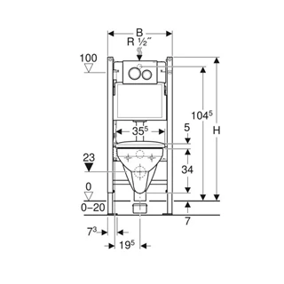 Geberit Duofix fali WC-szerelőelem készlet, 112 cm, Delta 12 cm-es falsík al. öbl.tart., Delta20 m.lap és S. Square WC 1 Geberit Duofix fali WC-szerelőelem készlet, 112 cm, Delta 12 cm-es falsík al. öbl.tart., Delta20 m.lap és S. Square WC 1