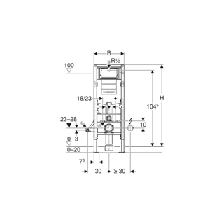 Geberit Duofix fali WC szerelőelem, 112 cm, Sigma 12 cm-es falsík alatti öblítőtartállyal, akadálymentes 111.350.00.5