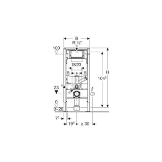 Geberit Duofix fali WC szerelőelem, 112 cm, Sigma 12 cm falsík alatti tartállyal, csatlakozócsonk szagelszíváshoz 111.36