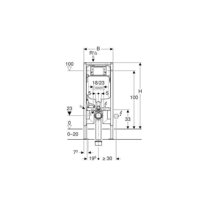 Geberit Duofix fali WC szerelőelem, 114 cm, Sigma 8 cm-es falsík alatti öblítőtartállyal 111.796.00.1
