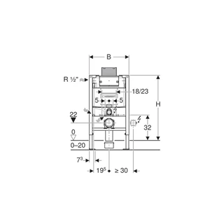 Geberit Duofix fali WC szerelőelem, 82 cm, Omega 12 cm-es falsík alatti öblítőtartállyal 111.003.00.1