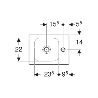 Geberit iCon kézmosó, 38x13.5x28cm, csaplyuk jobb oldalt, túlfolyó nélkül 124736000 Geberit iCon kézmosó, 38x13.5x28cm, csaplyuk jobb oldalt, túlfolyó nélkül 124736000