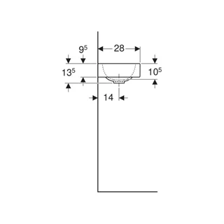 Geberit iCon kézmosó, 38x13.5x28cm, csaplyuk jobb oldalt, túlfolyó nélkül 124736000 Geberit iCon kézmosó, 38x13.5x28cm, csaplyuk jobb oldalt, túlfolyó nélkül 124736000