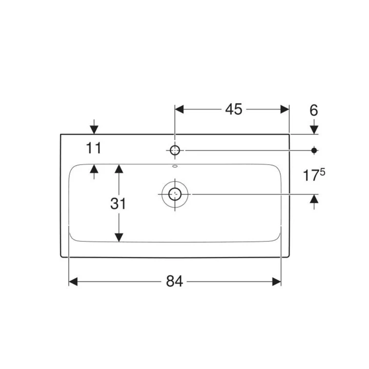 Geberit iCon mosdó, 90x16x48.5cm, csaplyuk középen, túlfolyóval 124090000 Geberit iCon mosdó, 90x16x48.5cm, csaplyuk középen, túlfolyóval 124090000